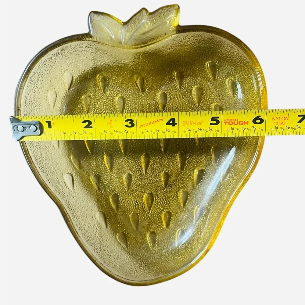 vintage hazel atlas yellow amber colored glass strawberry dish set of five